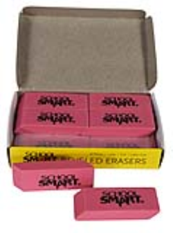 School Smart Pencil Tip Wedge Cap Eraser, Pink, Pack of 144 